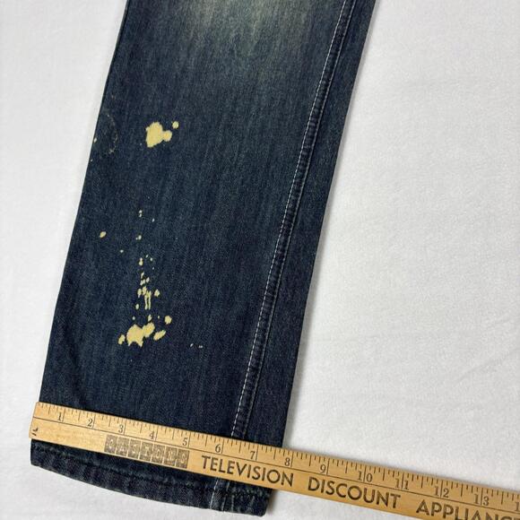 Mens Dark Wash Distressed Jeans Size 38 Patchwork Denim Slim Fit Streetwear NWT - Picture 6 of 11